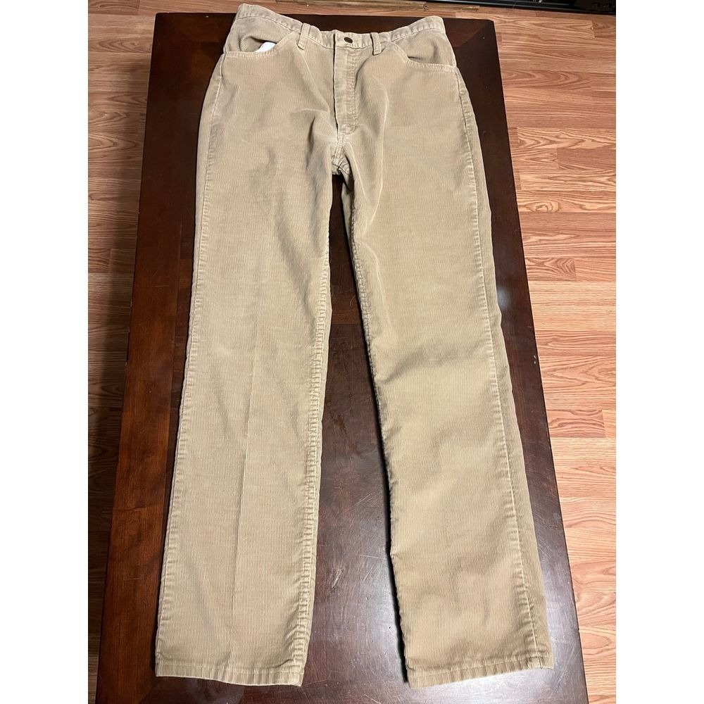 VINTAGE 1970'S RUSTLER MEN'S TAN CORDUROY REGULAR FIT STYLE 89661TN SZ 34X34